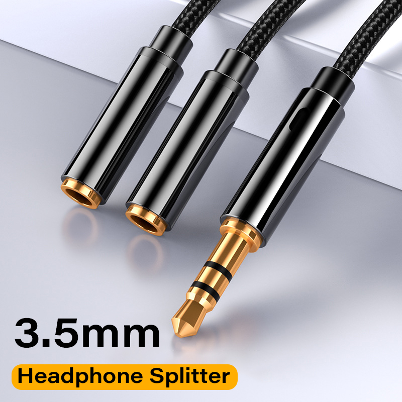 Cable divisor de auriculares, Cable de extensión de 3,5mm macho a 2 hembra, adaptador auxiliar para teléfono, portátil, Cable divisor de Audio MP3