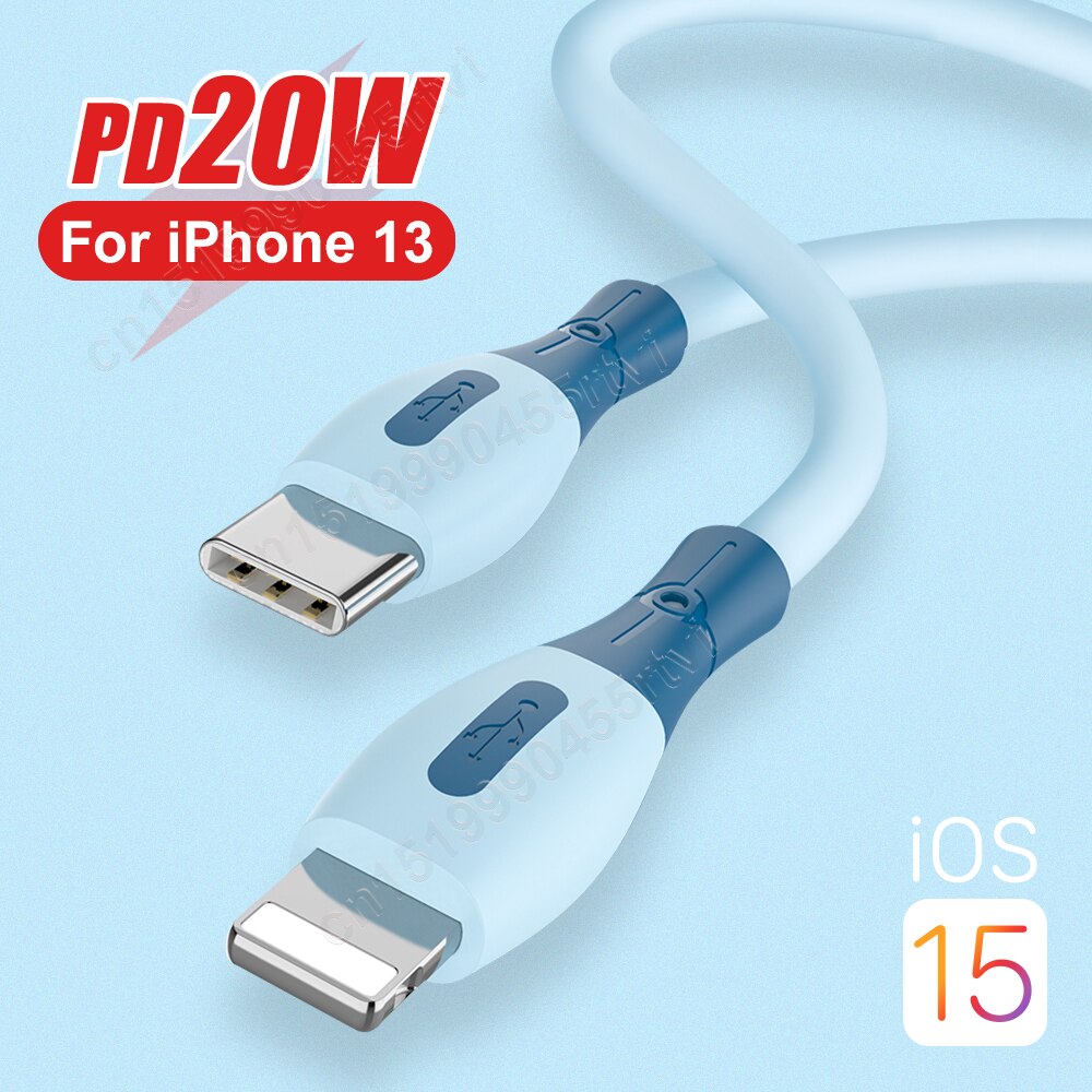 Vloeibare Siliconen Usb Kabel Voor Iphone 13 12 11 Pro Max Pd 20W Snel Opladen Usb Type C Kabel voor Iphone Oplader Data Wire Cord