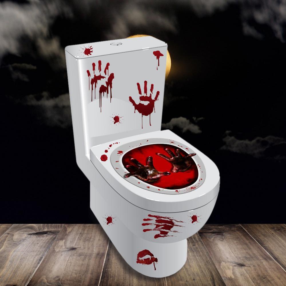 30*40Cm Halloween Scary Stickers Toilet Seat Cover Decals Horrible Waterdicht Wc Stickers Voor Badkamer Decoratie