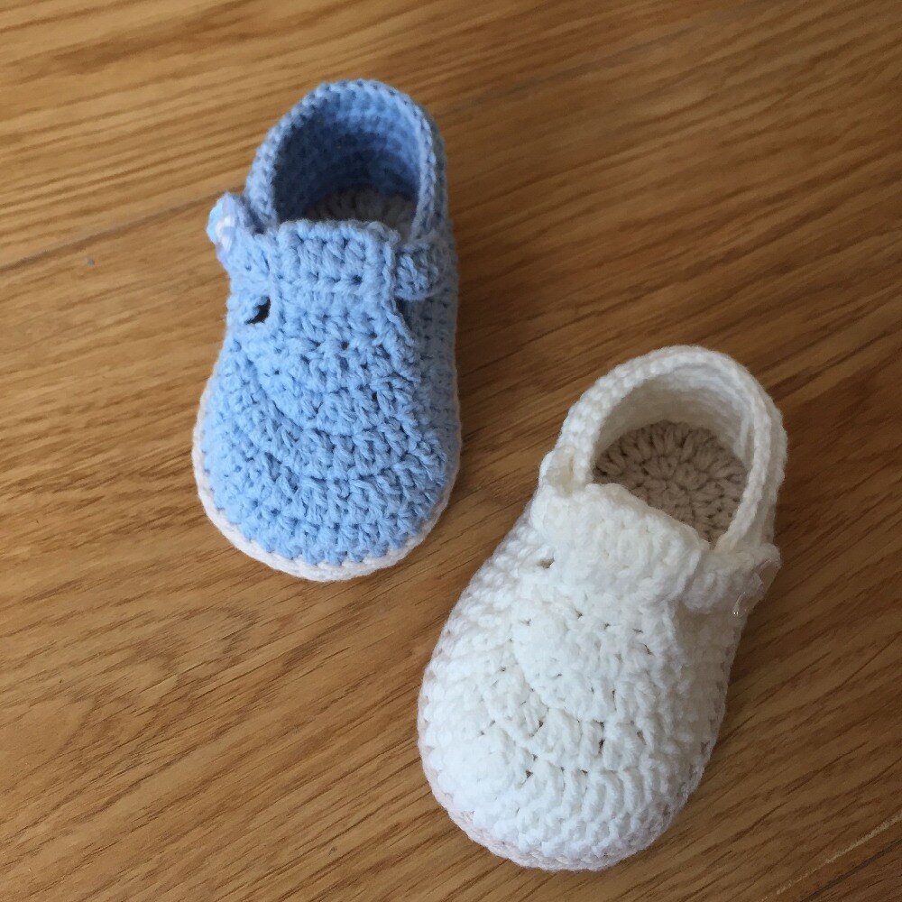 Qyflyxue  ,6 par hæklede baby sandaler, spænde flerfarvet sko