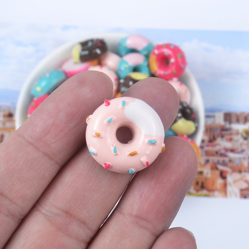 10 stk / masse harpiks simulering mad donut slim charms leverer fyldstof diy polymer tilbehør legetøjsmodel værktøj til børn