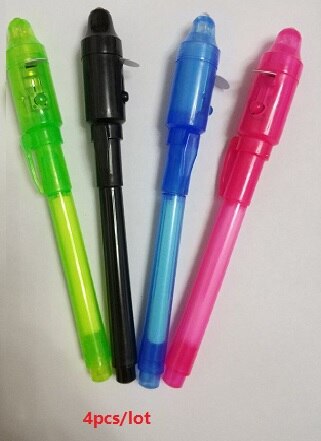 4 teile/los, UV-Licht Stift Unsichtbare Tinte Sicherheit Marker Stift Mit Ultra Violet LED Schwarzlicht: mixed 3