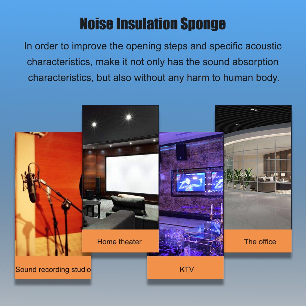 24pcs Acoustic Foams Soundproof Foam Panels for Recording Video Room Sound Noise Insulation Absorption Sponge Wall Deadening
