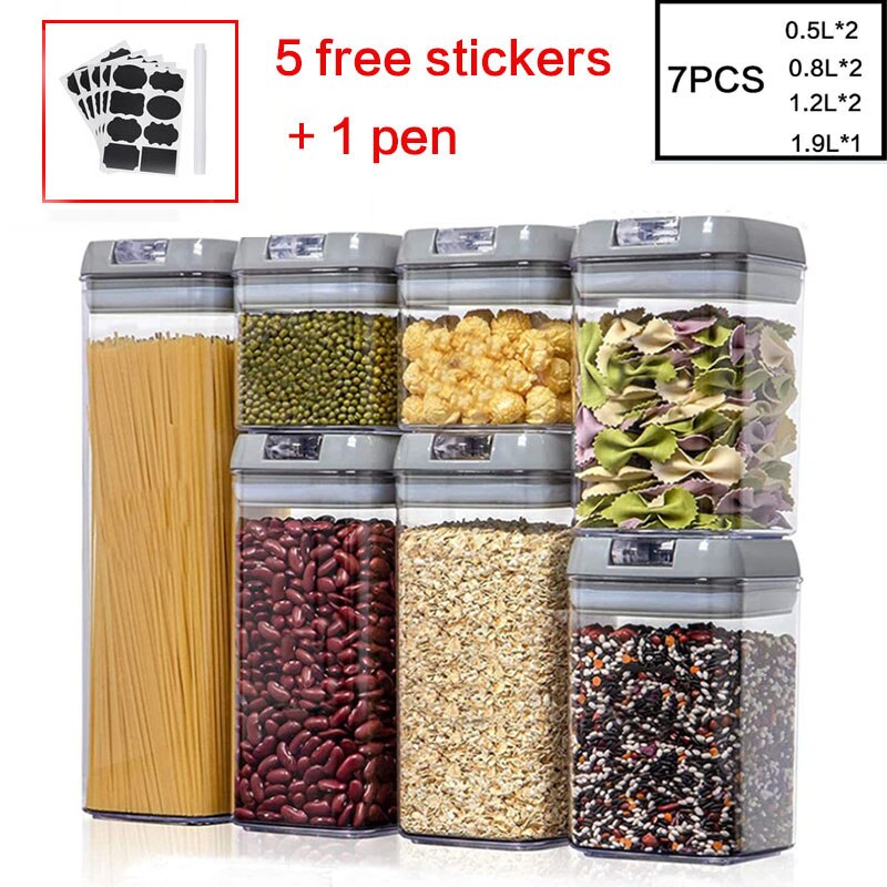 Plastic airtight tank moisture-proof and insect-proof storage bottle food storage container kitchen refrigerator storage jar: set  3