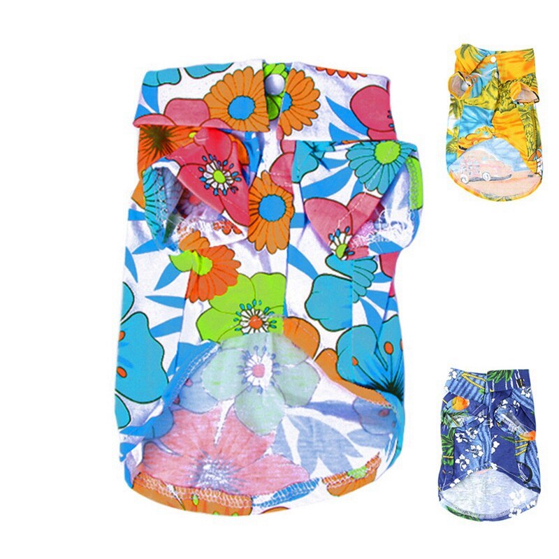 Hond Lente Zomer Gedrukt Strand Overhemd Hond Casual Reizen Kleding Bloemen Korte Mouw Shirts