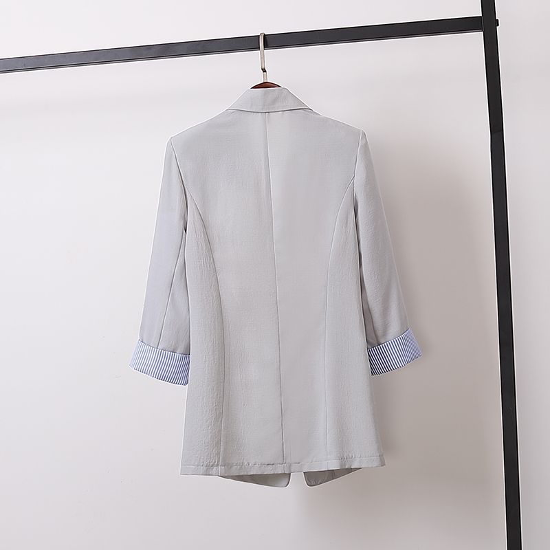 Blazer printemps et été coréen en lin, Slim, Patchwork, rayé, grande taille, vêtements de travail, manteau avec un seul bouton, F61210