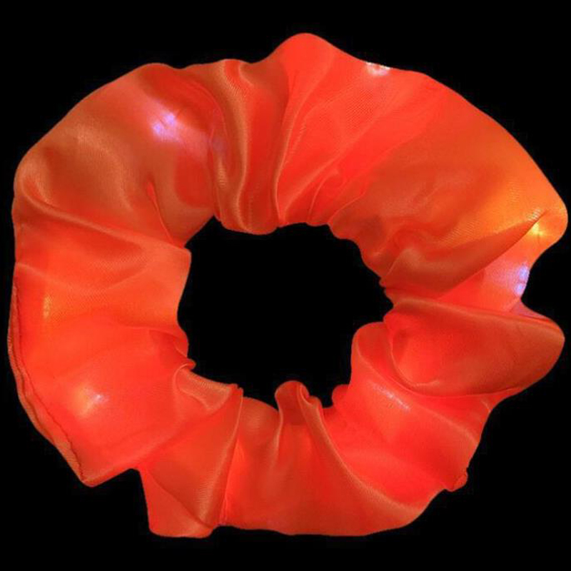 Popular parpadeante iluminado chica lazo para el cabello LED luminoso chica Scrunchies mujeres brillante Scrunchy cuerda para el cabello accesorios para el cabello: XS / Negro
