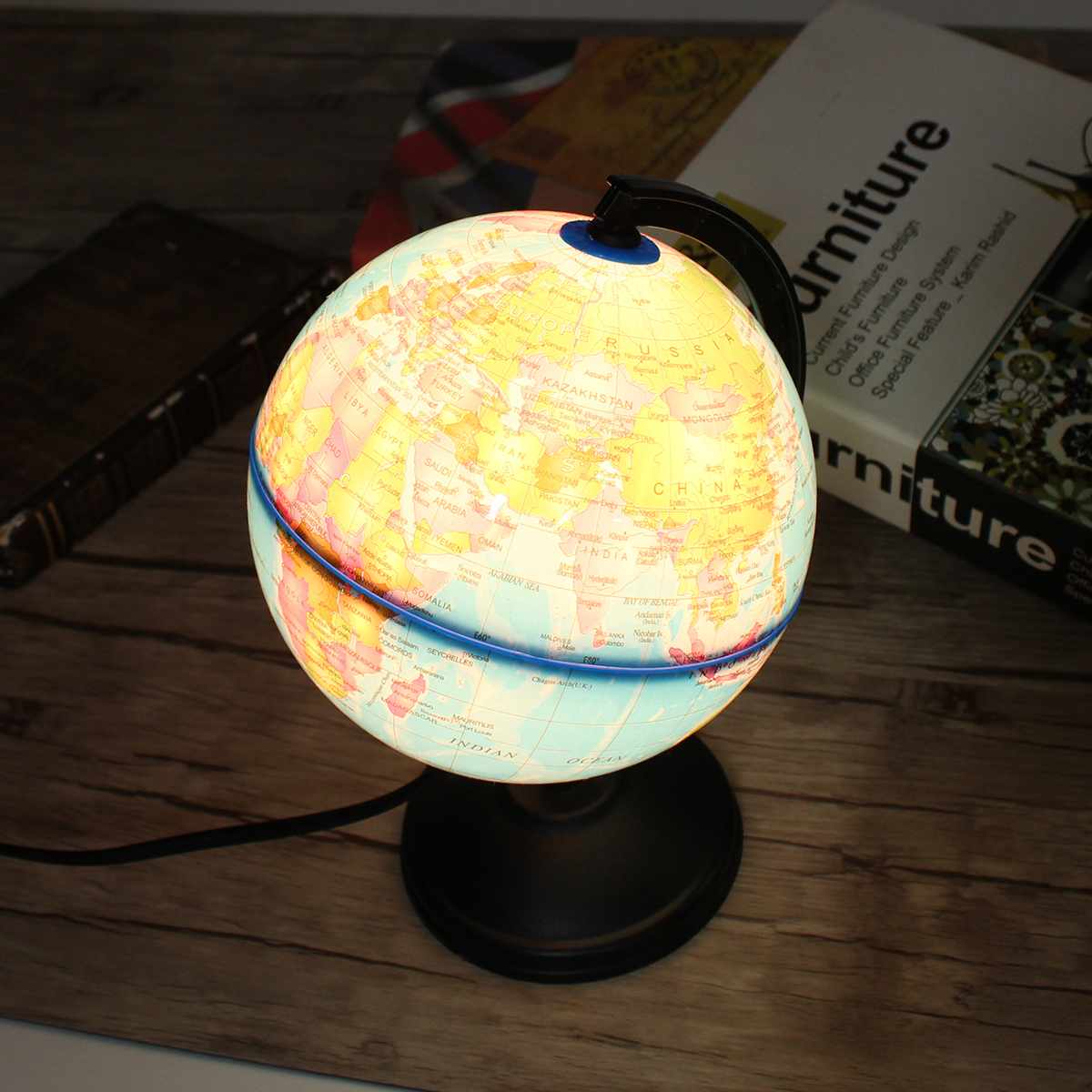 360 rotation verden globus kort førte lys med stativ hjemmekontor skrivebord dekoration børn børn jord geografi pædagogisk legetøj