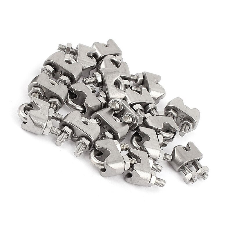 4mm 1/6 inches rustfrit stål wire reb kabel klemme tang wire reb klemme 20 stk