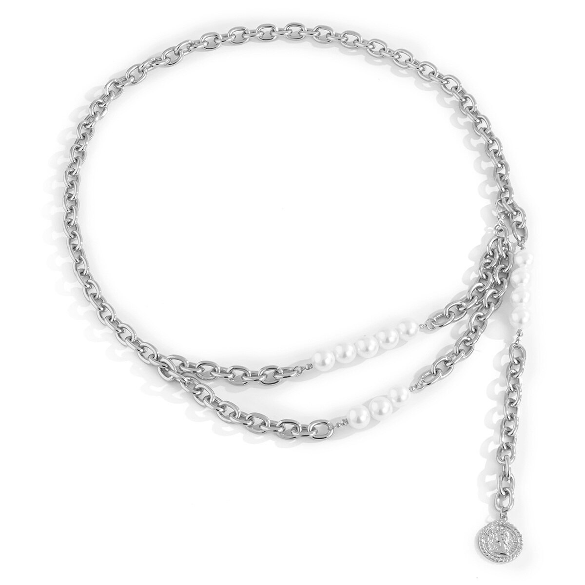 Hüfte hüpfen retro Perle Körper Kette Persönlichkeit Aluminium Taille Kette für Frauen