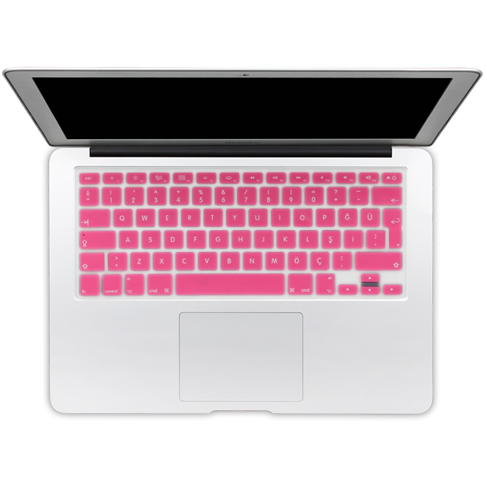 Autocollants de protection de clavier en Silicone de Version turque de l'ue pour Apple Macbook Pro 13 15 17 Retina Mac Air 13 couverture de clavier: pink