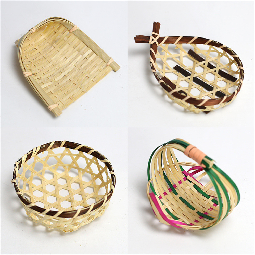 Mini mir de Rangement en Bambou Durable, Disque Tissé à la Main, Gain de Place, Accessoires Ménagers, Plateau de Fruits Frais, Petite Pelle à Poussière