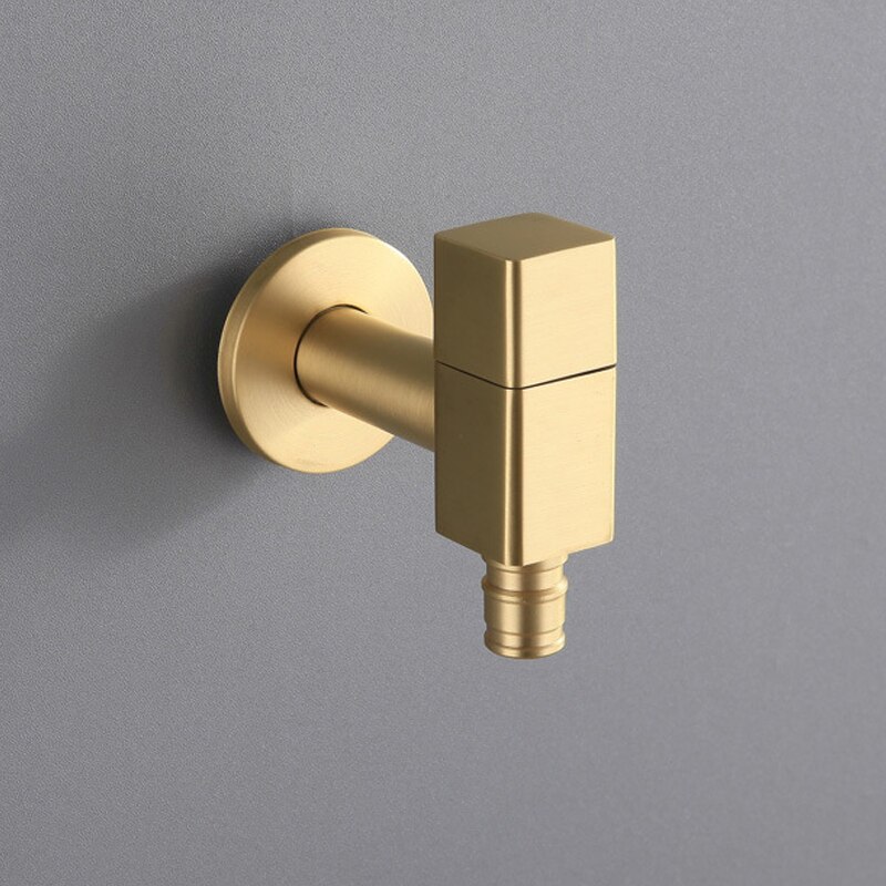 Brushed Gold Faucet Wall 1/2 Washing Machine Tap Outdoor Mop Sink Bibcock Brass Bathroom Kran Laundry Water Grifo WC Accessories