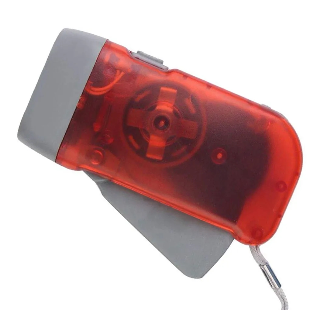 3 couleurs pressage à la main Dynamo manivelle puissance liquidation lampe de poche Mini auto-génératrice torche LED lampe de Camping lumière pour la maison extérieure: Rouge