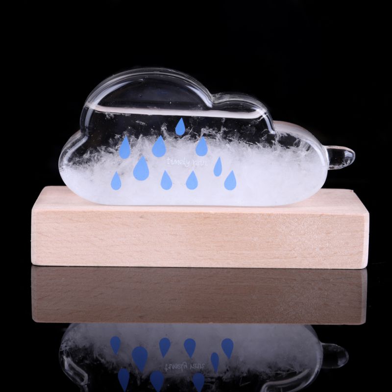 Bureaublad weersvoorspelling fles voet storm hout fles beugel barometer plank mini stevig knutselen wolk vorm glazen decoratie: Witte wolkenbasis