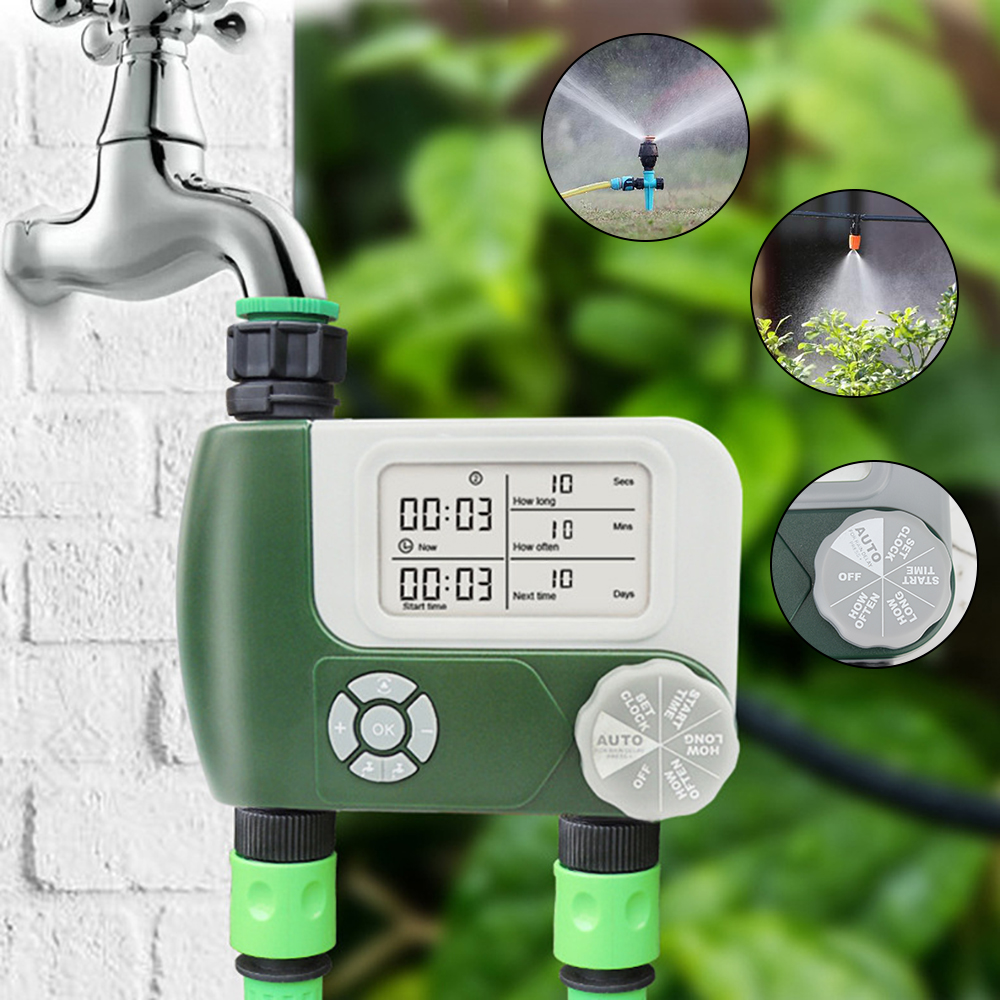 Garden Water Timer Watering Irrigation Programmer With 2 Outlet Automatic Programmable Agricultural Digital Hose ​Faucet Timers