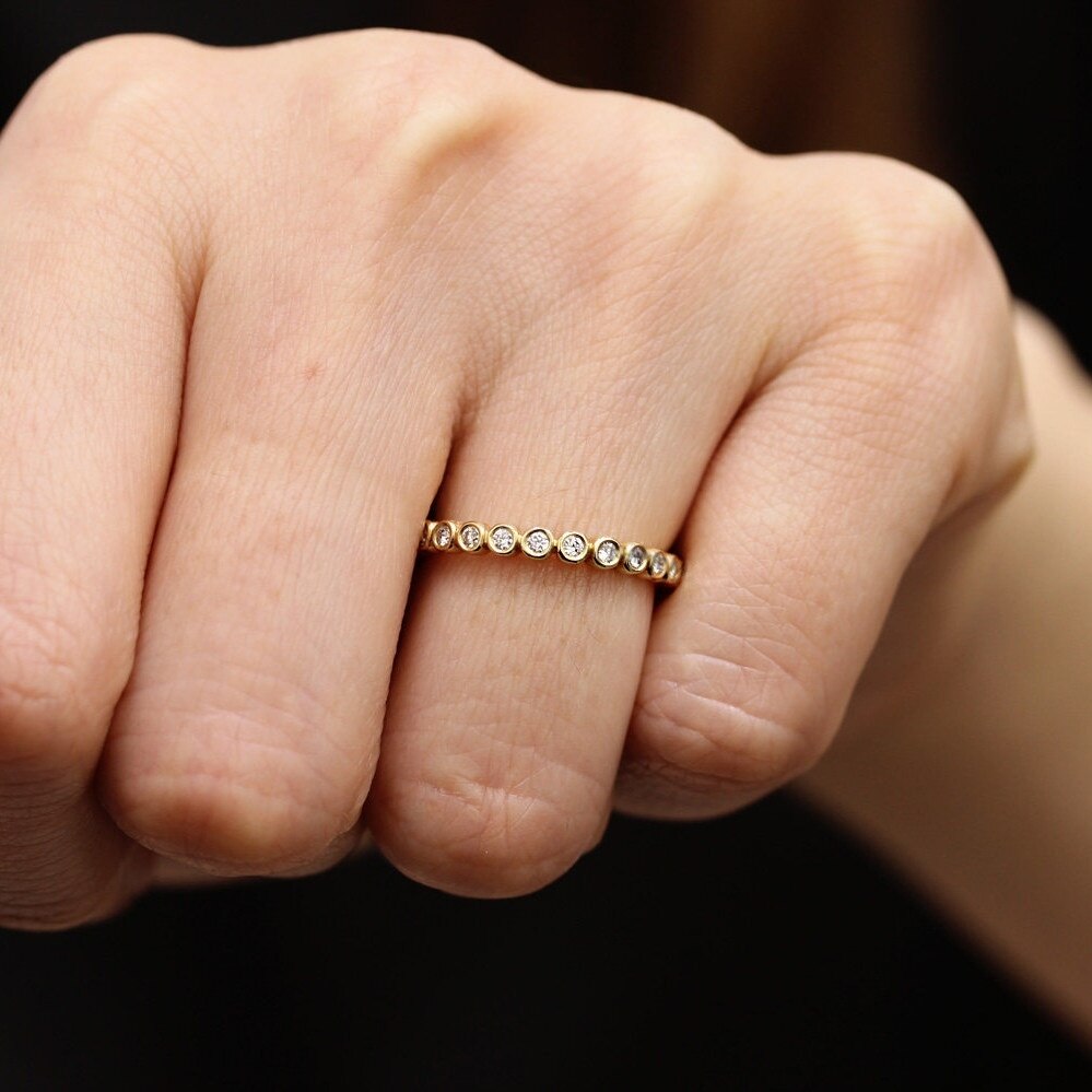 Eenvoudige Persoonlijkheid Verfijnde Zirkoon Ring Half Karaat Diamant Punt Half Eternity Ring Paar Liefhebbers