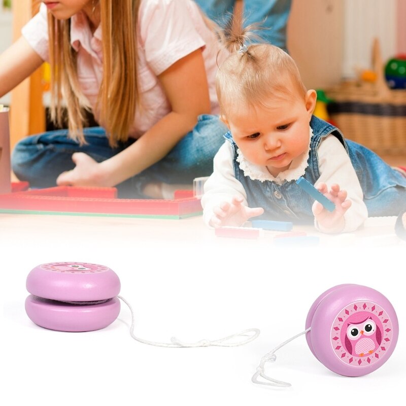 Cartoon Houten Jojo-Beginner Jojo Voor Leeftijden 6 En Up, dubbelzijdig Full Kleur Kunstwerk, Klassieke Jojo Bal