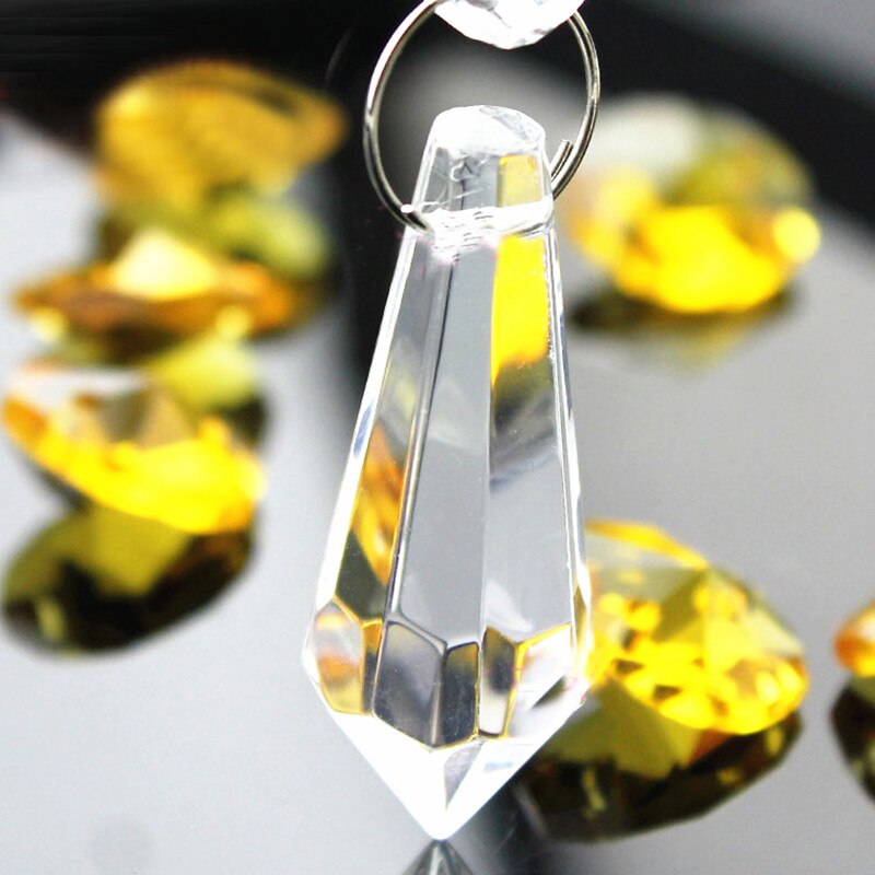 10 stk/parti 37mm klare lysekrone tilbehør glass krystaller glass lampe prismer deler u-istapel dråper hengende anheng+frie ringer