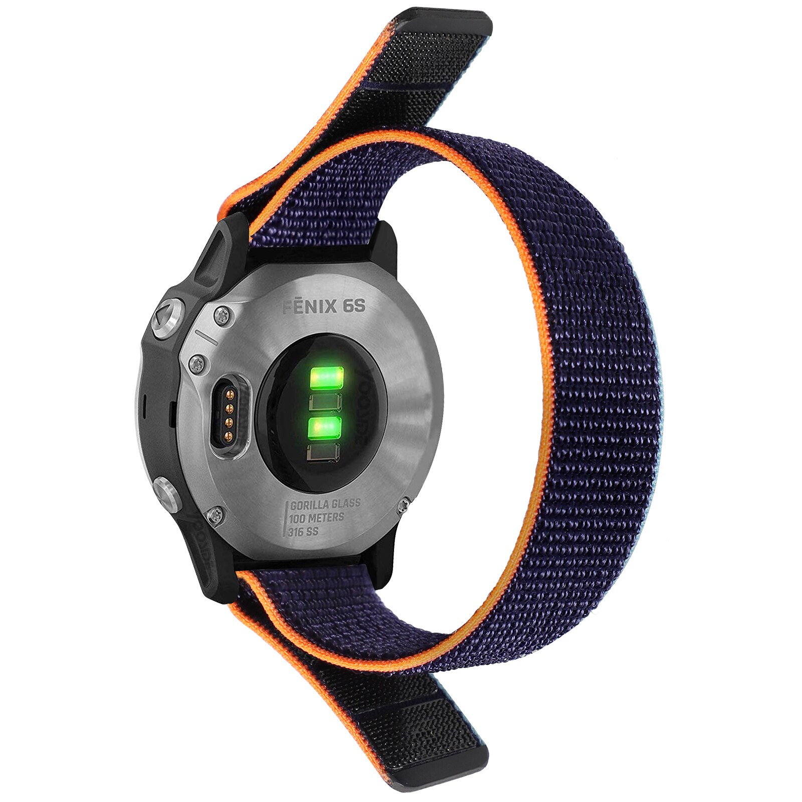 22mm 20mm kellonranneke garmin fenixille 6 6s pro/fenix 5 5s plus kudottu nailonranneke garmin quatixille 6 5/ instinct ranneke correa: Tumma laivastonsininen / 20mm