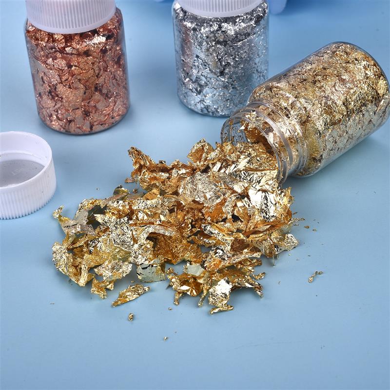 1 Bottle Gold Leaf Flakes Resin Filler Gold Silver Confetti Filling For DIY Epoxy Resin Craft Nail Art Foil Paper Jewelry Making
