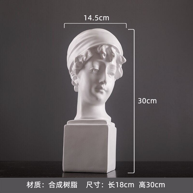 Statue de tête de personnage en plâtre, décoration douce pour maison, modèle de chambre, ornement de bureau à la: Dutch Girl 30cm High