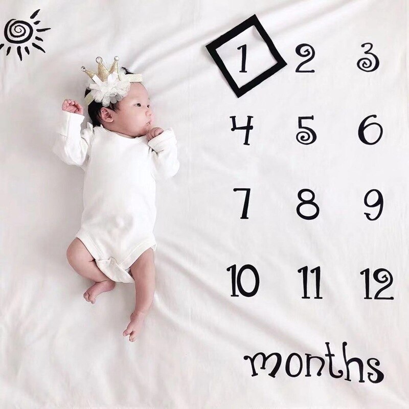 Baby Milestone Deken Fotografie Achtergrond Prop Doek Maandelijkse Groei Foto Accessoires 0-12M
