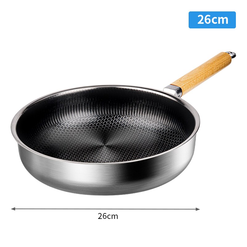 316 Stainless Steel Frying Pan Steel Skillet 3 Ply Cookware Deep Frying Pan Egg Cooking Pan Induction Cooker Gas Stove General: 26cm wok