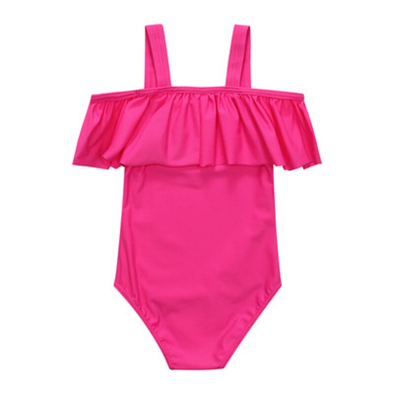 Lovely Toddler Kid Baby Girls Pink Bikini One-Piece Suits Off Shoulder Lace Swimwear Swimsuit Beachwear Bathing Suit