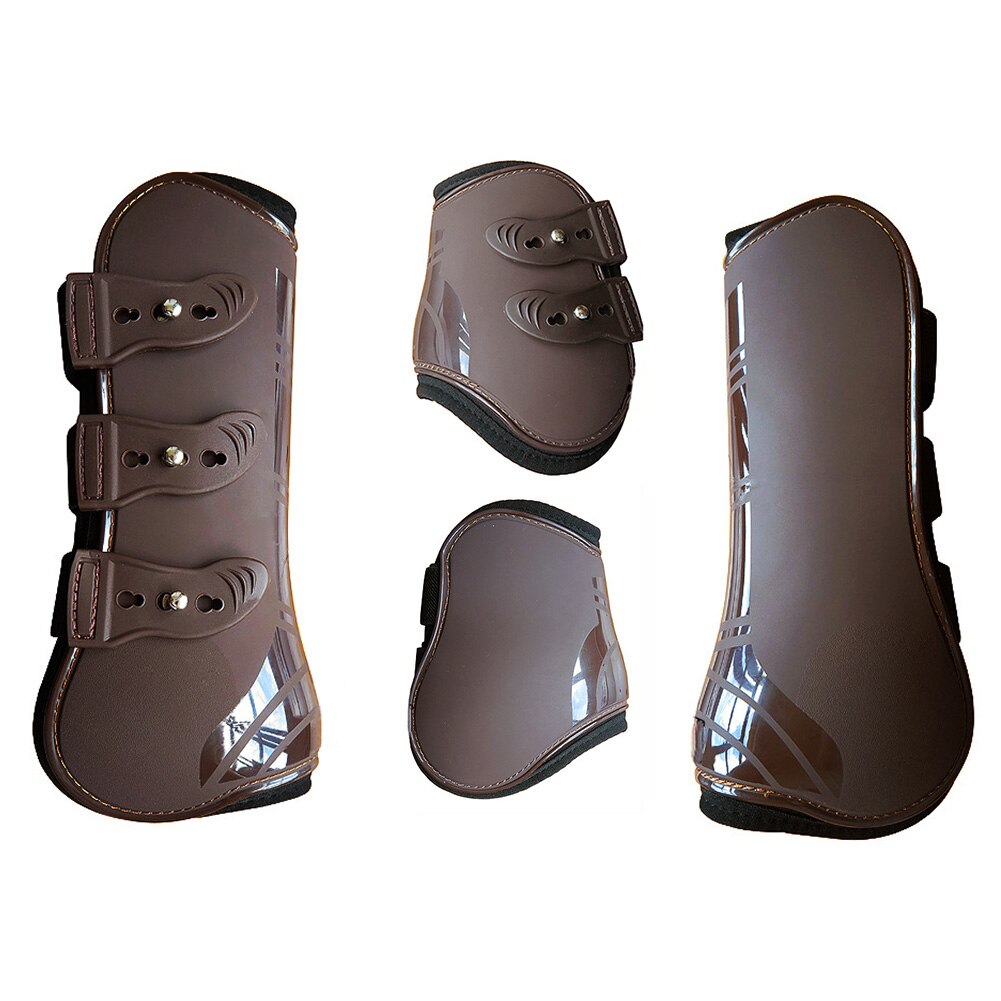 Garde réglable accolade équestre en plein air pratique en cuir PU ferme Durable cheval jambe bottes formation avant arrière Protection enveloppement