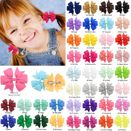 40Pcs Lovely Toddler Girl Bow Hair Clip Ribbon Bow Baby Kids Bowknot Hair Pin Bbay Girls: Default Title