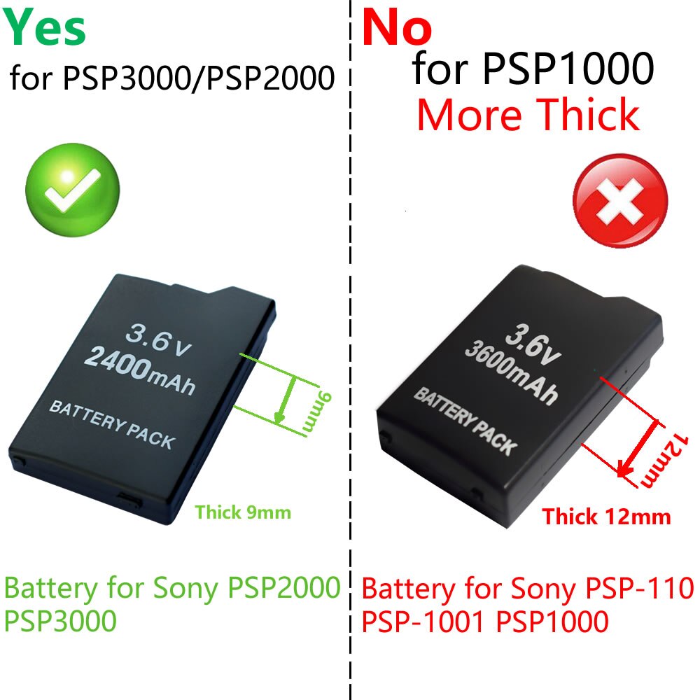 2400mAh Batteries For Sony PSP2000 PSP3000 PSP 2000 PSP 3000 Gamepad Battery For PlayStation Portable Controller