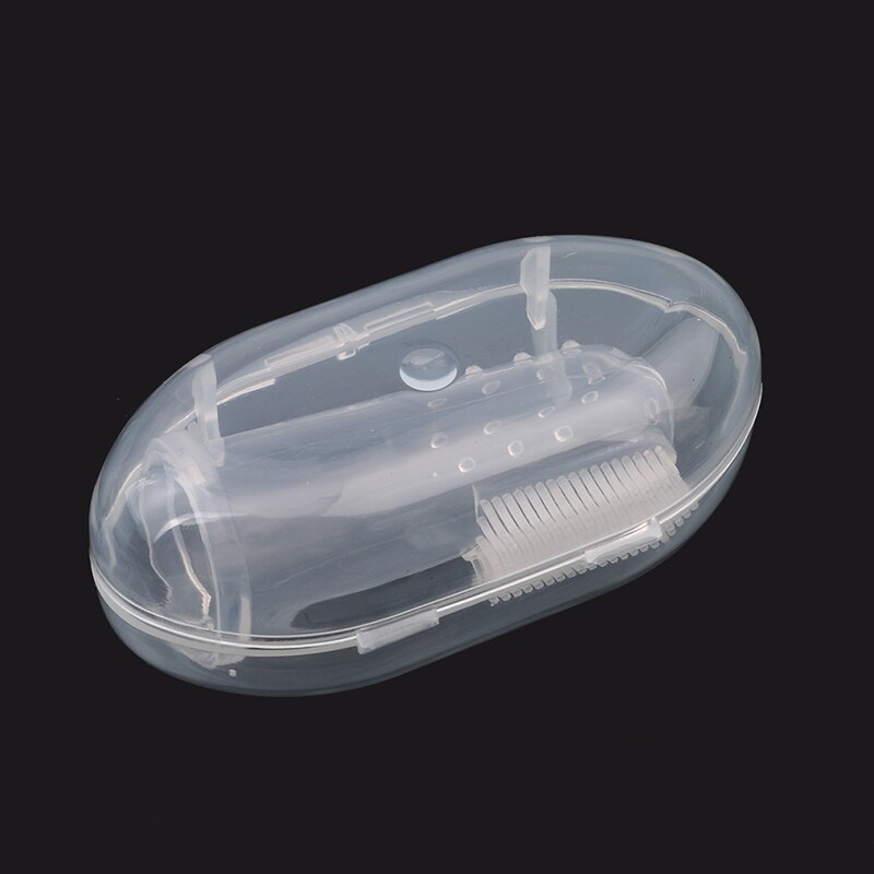Silicone escova de dentes + caixa bebê dedo escova de dentes crianças limpo macio silicone infantil escova de limpeza de borracha do bebê: C