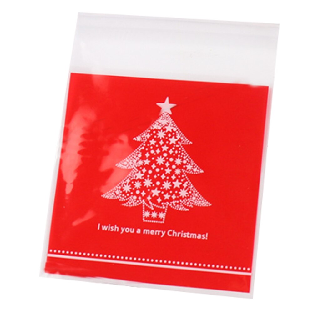 100Pcs Xmas Self-adhesive Cookie Packaging Plastic Bags Christmas Cellophane Party Bags Candy Bag Festival Party Favor: 4C