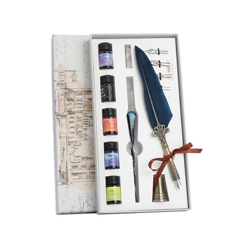 1 Set Vintage Kalligrafie Veer Dip Pen Fontein Schrijven Inkt Nib Briefpapier