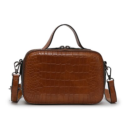 Dames patroon leren crossbody tassen kleine effen kleuren schoudertassen dames handtassen en portemonnees met handvat: Geelbruin