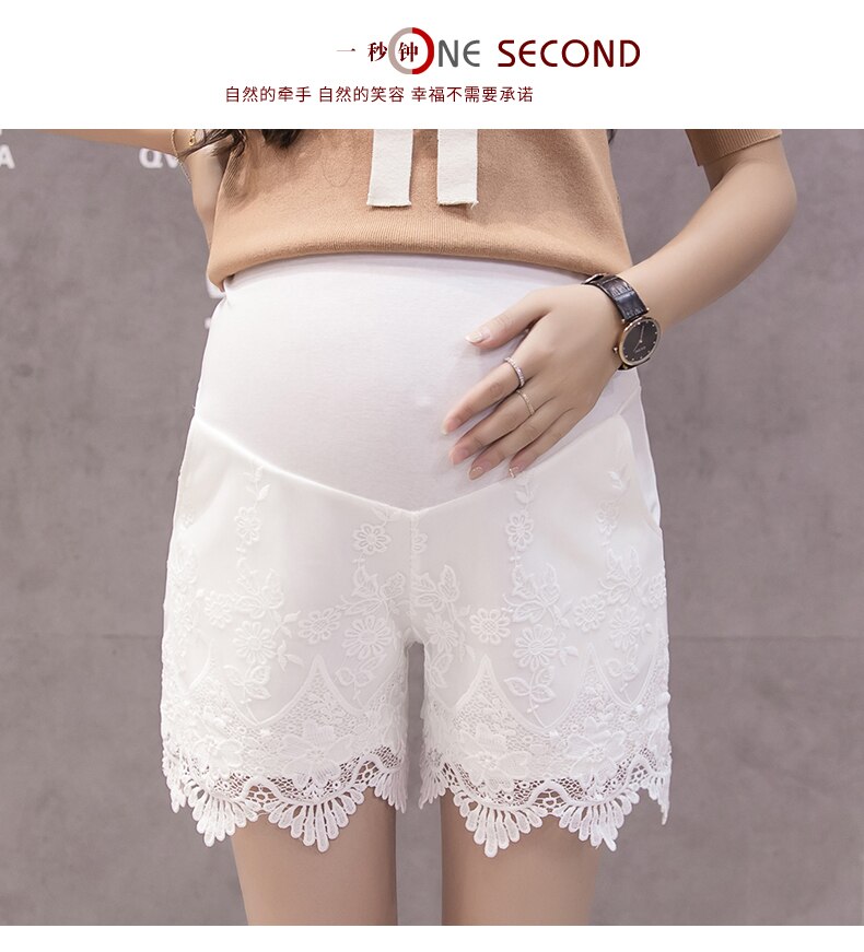 9811# Lace Maternity Shorts Summer Short Pants Clothes for Pregnant Women Adjustable Belly Pregnancy Shorts