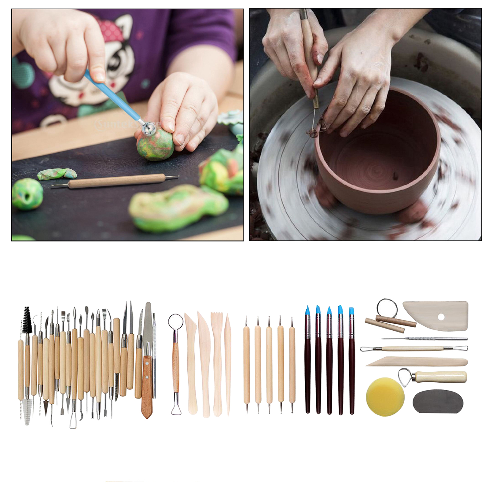 Pottery and Polymer Clay Tools Set Ceramic Clay Kit Sculpture Carving Pottery Modeling Drawing DIY Equipment for Beginners: 45 Pieces