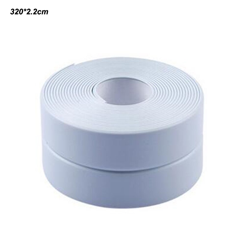 3.2m*22mm Self Adhesive Tape Waterproof Anti Moisture Bathroom Mosaic Wall Sticker Kitchen Stickers Sink Door Window Slit Strip: white 302cm type 2