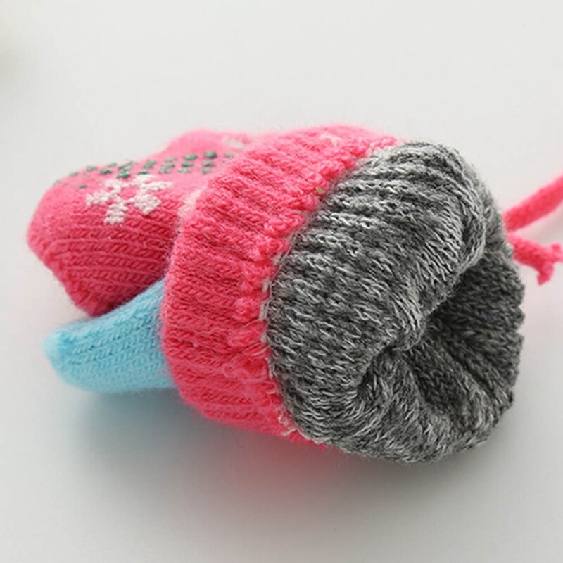 Guantes de invierno de copo de nieve para bebé, guantes de punto cálidos para niños, guantes de algodón para niños, guantes coloridos a rayas, ropa para bebés