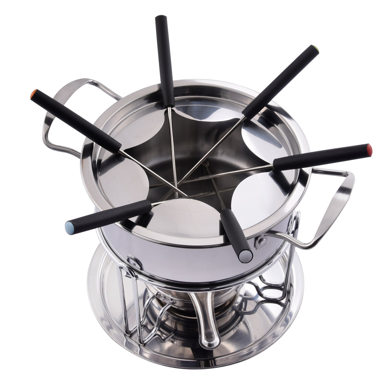 10-Piece Set Multifunctional Stainless Steel Ice Cream Chocolate Cheese Pot Melting Pot Fondue Set Kitchen Tools Accessories