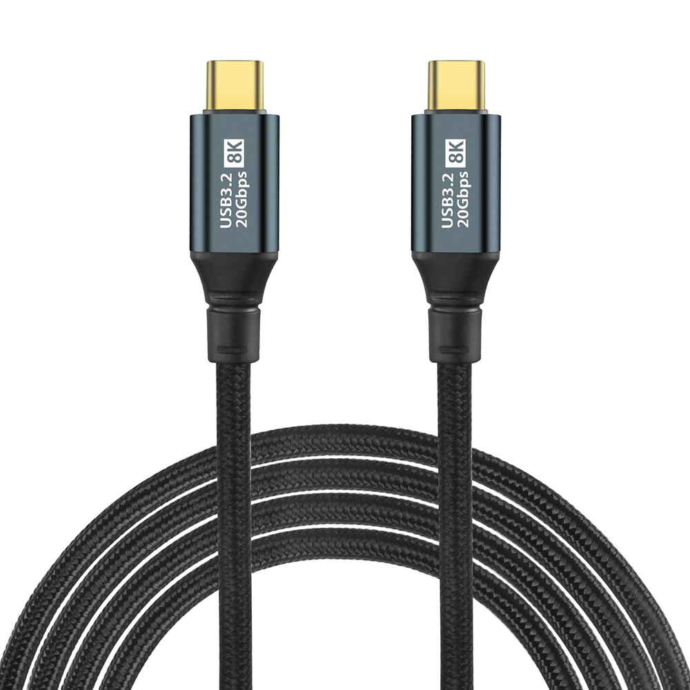 Cordon de données vidéo USB 3.2 type-c Gen2 20Gbps 8K @ 60Hz pour TV PC ordinateur portable, câble USB C PD 100W pour Macbook iPad iPhone 15 Pro Max: < =0.5m