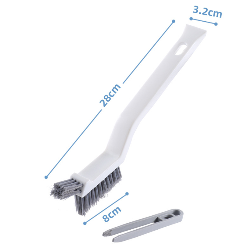 Escova multiuso para limpeza de lacunas de piso de azulejo de banheiro, ranhura de janela, escova de limpeza manual, ferramenta de cozinha de canto de parede doméstica: BRANCO