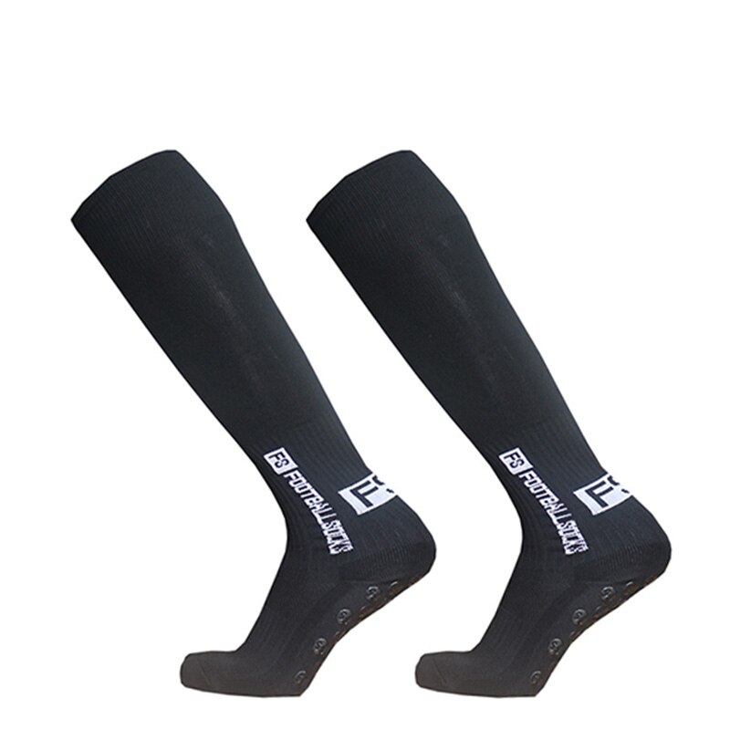 Mannen Vrouwen Lange Fs Sport Voetbal Sokken Siliconen Zuignap Grip Anti Slip Voetbal Sokken: black