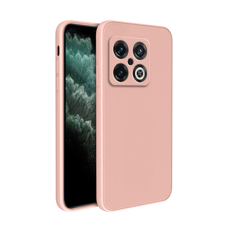 Coque de téléphone antichoc de luxe pour Oneplus 10 Pro 10T 10R 10Pro 5G, coque arrière souple originale en Silicone liquide carré Simple: nylon / Rose