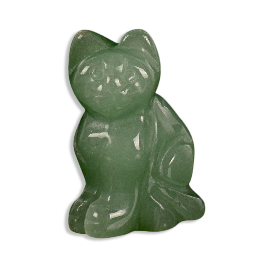 Jade chat porte-bonheur décoration de la maison | Chaton naturel, cristal de spar fluoré, pierres de traitement artisanales pures sculptées à la main: B