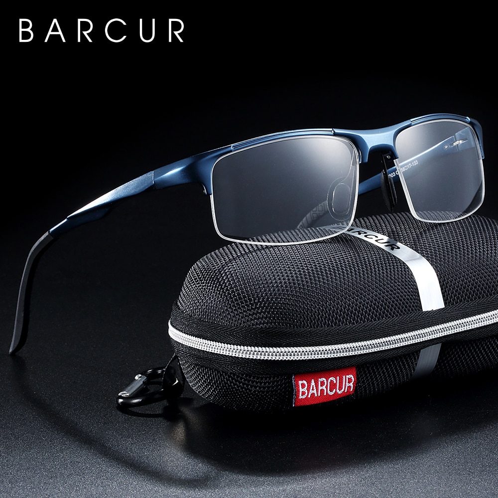 Barcur Aluminium Magnesium Bril Frame Mannen Rechthoek Ultralight Eye Bijziendheid Recept Brillen