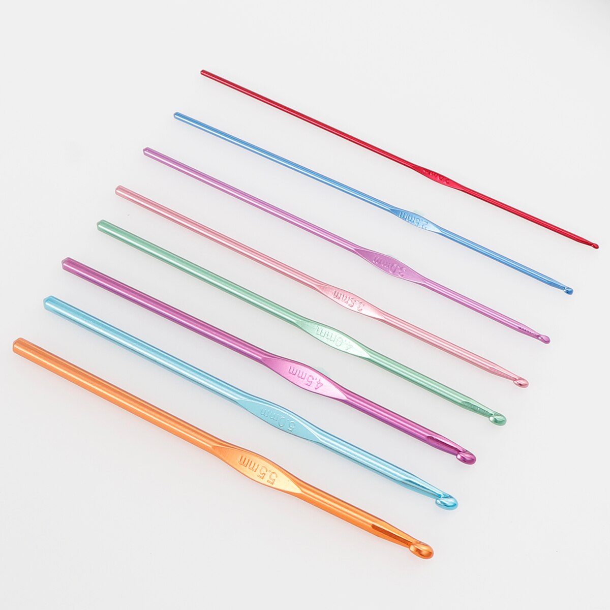 8 st / set flerfärgad aluminium virkar 2mm to 5.5mm hampa blomma virka för hem diy handgjorda vävning verktyg stickor