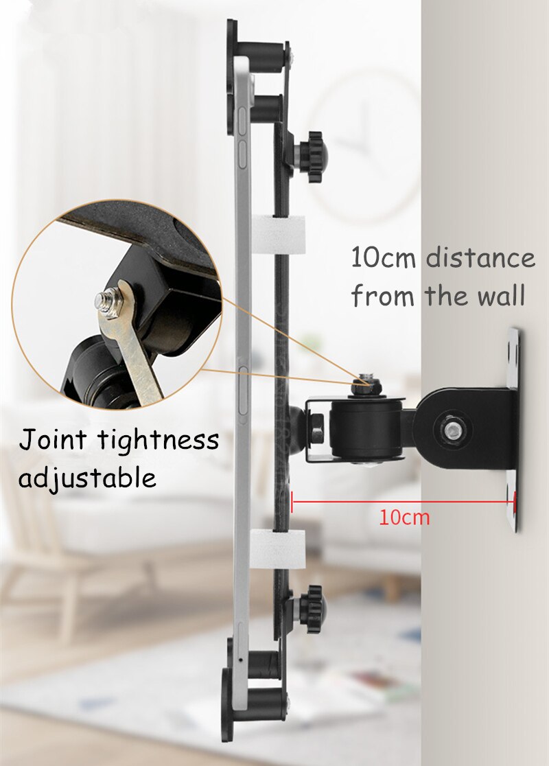 Wall Mount Tablet Stand Screen 360° Rotating, Tablets Holder Tilt Angle 90° Support 7-13 inch Tablet PC