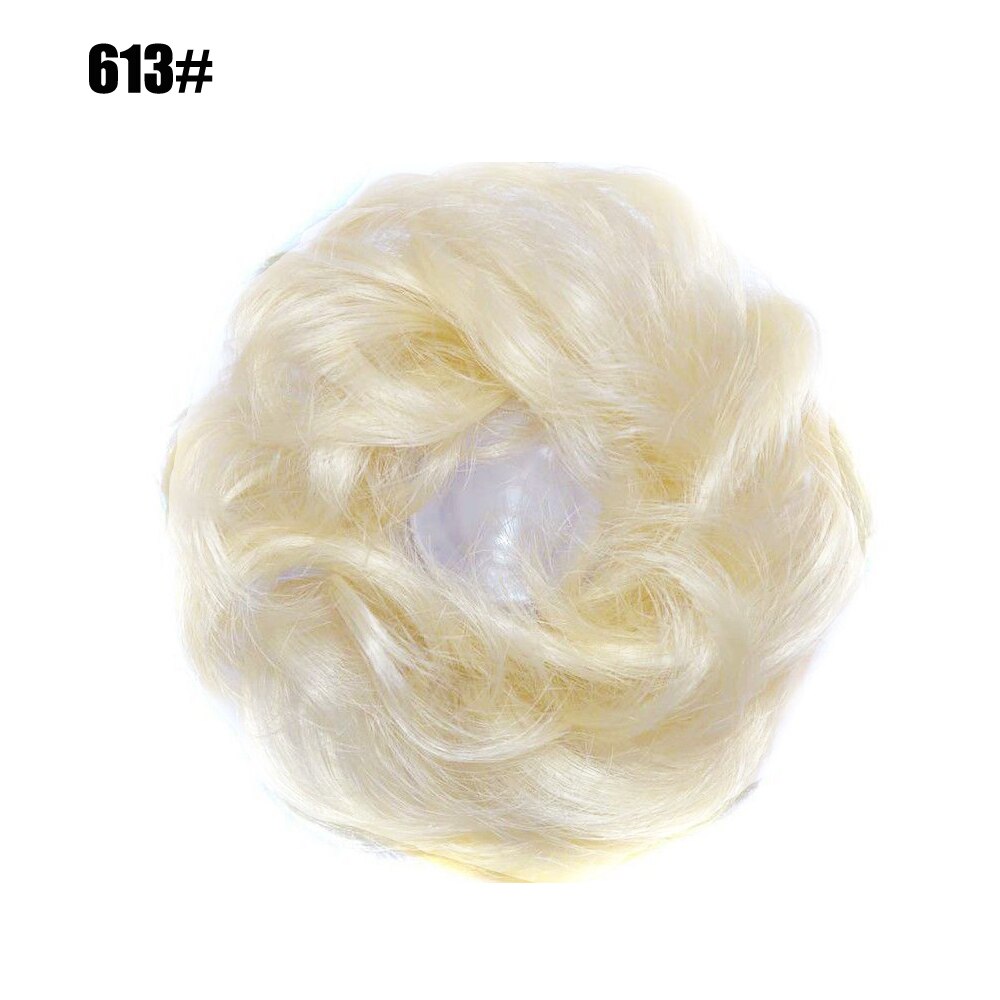 Girls Hair Buns Synthetic Curly Chignon Wrap On Messy Bun Ponytails With Rubber Band Hair Extensions For Women: 613